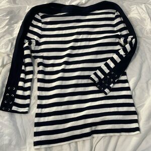 Chaps XS Navy/White Striped 3/4 Length Sleeve NWOT